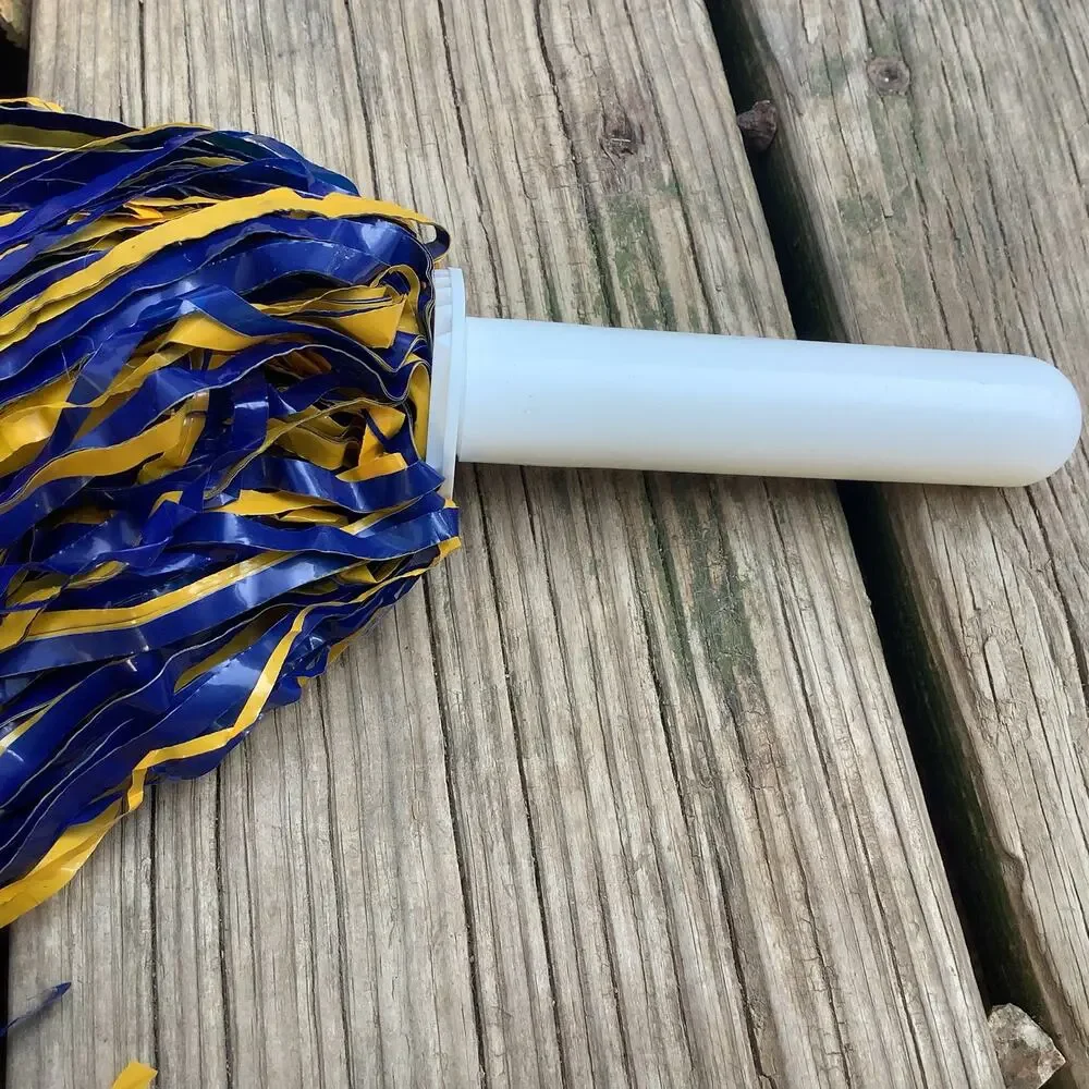 Vintage Y2K Cheerleading Pom Poms Blue Gold Yellow 12